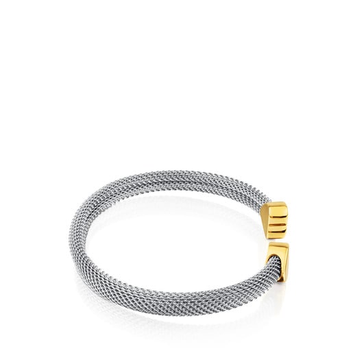 Steel and Gold Mesh heart Bracelet | TOUS