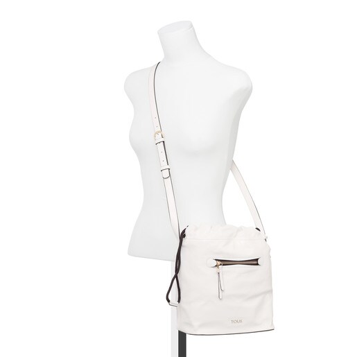 Τσάντα Bucket Tulia Crack από Δέρμα σε λευκό χρώμα