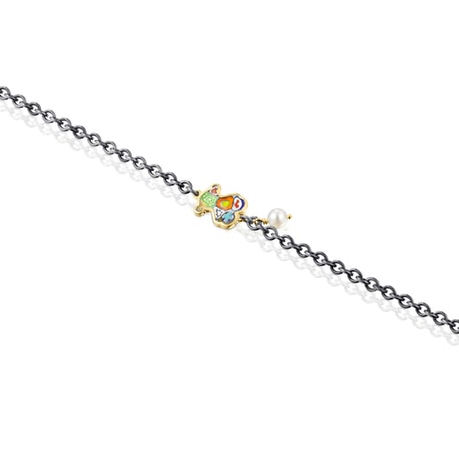 Bracelet Minifiore ours en Or Vermeil, Dark Silver, Perle et Verre de Murano