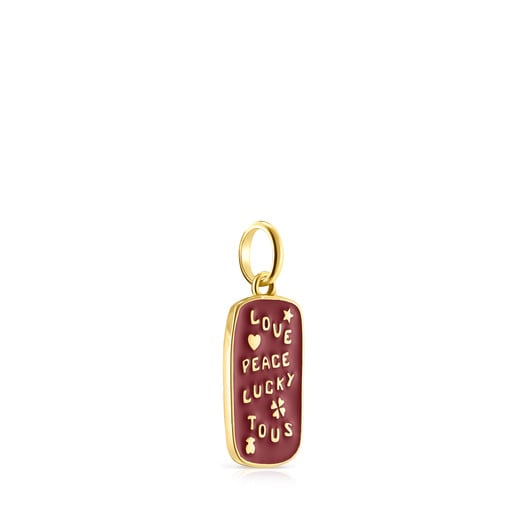 Medallions Love&Peace&Lucky Pendant in Silver Vermeil with Enamel