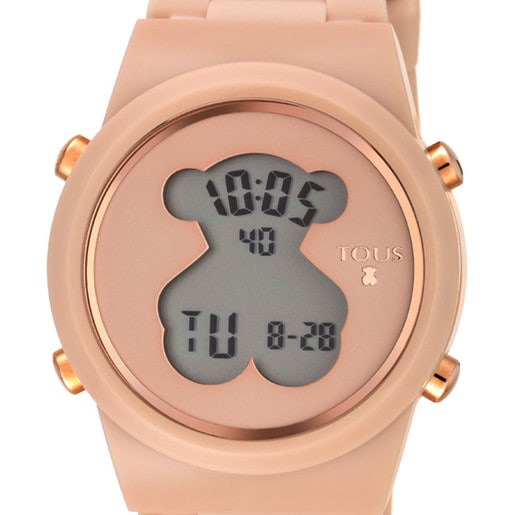 Reloj Tous digital I-Bear de acero IP rosado con correa de 