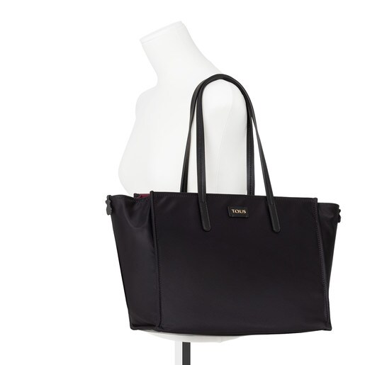 Τσάντα για ψώνια Doromy από Νάιλον σε χρώμα μαύρο-μπορντό