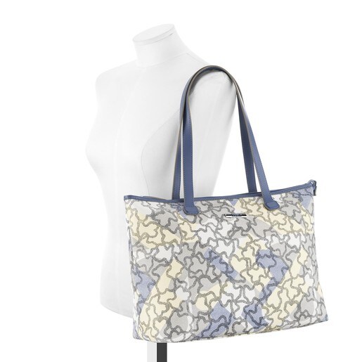 Multi-denim colored Canvas Kaos Post Tote bag