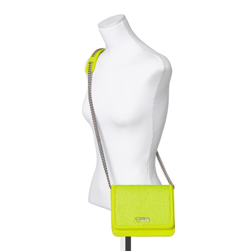 Fluorescent yellow Ruby Crossbody bag with sequins