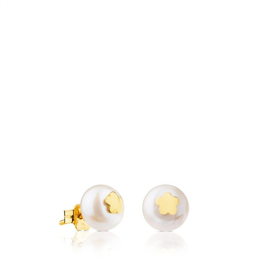 Gold TOUS Basics Earrings with Pearl