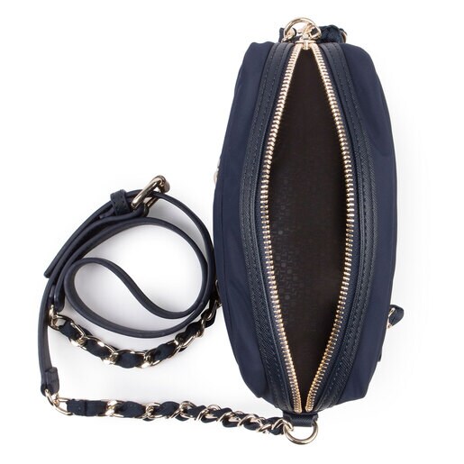 Crossbody taška Brunock Chain z plátna v námořnické modré barvě