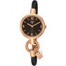 Rose IP Steel Hold Charms Watch with black IP steel strap