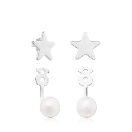 Silver TOUS Pearl Earrings Extension with Pearl
