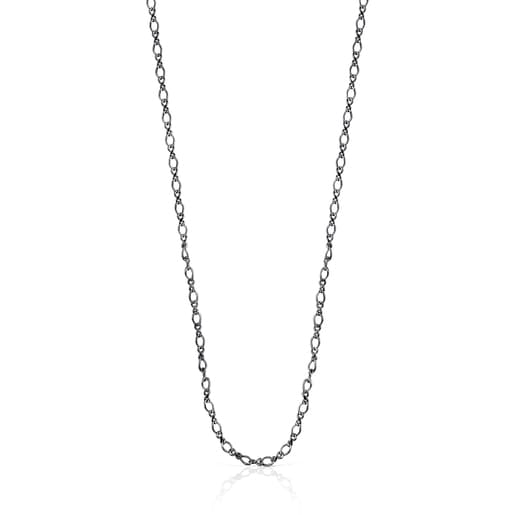 Mittellange Halskette TOUS Chain im Stil einer Panzerkette aus Dark Silver