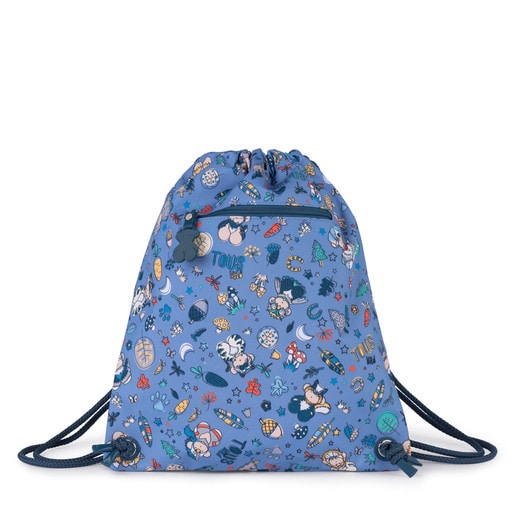 Small flat blue Nylon School Playground Backpack