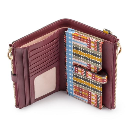 حقيبة يد صغيرة Alicya على هيئة محفظة باللون العنابي وألوان متعددة