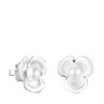 Small Silver Fragile Nature flower Earrings with Pearl