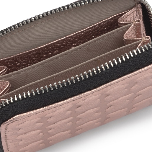 Monedero mediano Sherton rosa-oro de piel