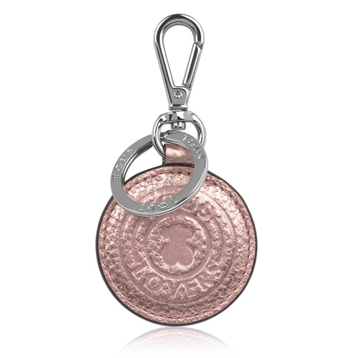 TOUS Leather Pink Lovers Circle Key Ring