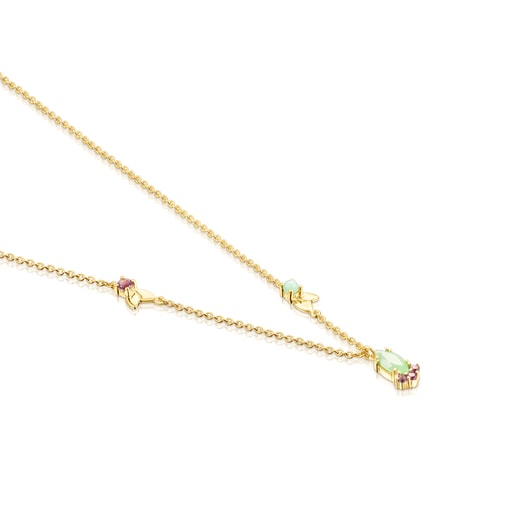 Silver Vermeil Fragile Nature Necklace with Gemstones
