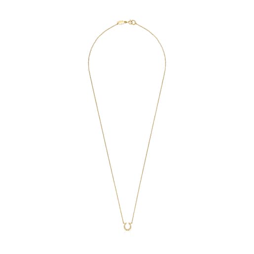 Gold TOUS Good Vibes horseshoe Necklace with Diamonds | TOUS