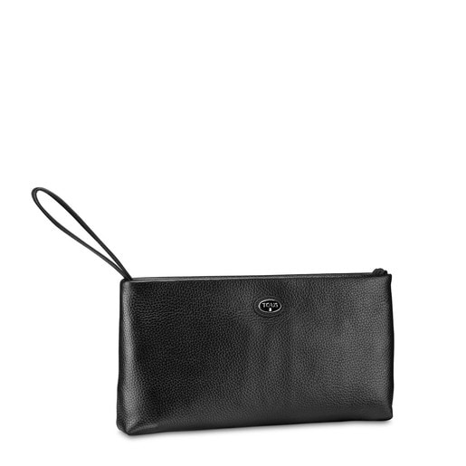 Black colored Leather Gentle Clutch bag
