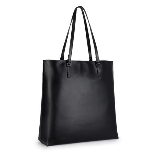 Große Shopping-Tasche Tulia aus Leder in Schwarz