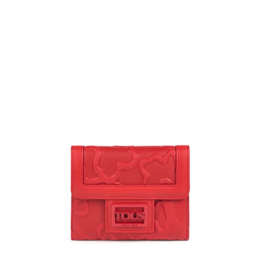 Billetera pequena Tous Icon LOVE de piel rojo