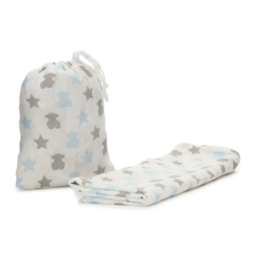 Mousseline avec housse en gaze Muse bleu ciel