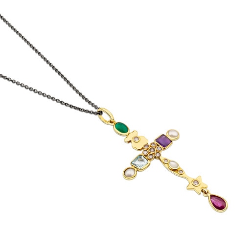 Gold and Silver Gem Power Necklace with Gemstones