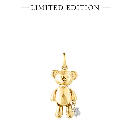 قلادة Teddy Bear متوسطة من الذهب مع الماس - إصدار محدود