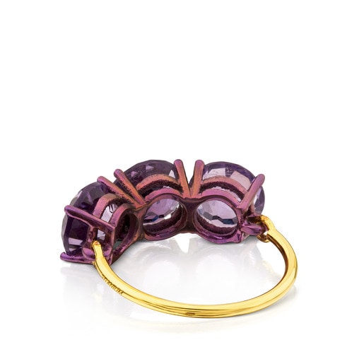 ATELIER Titanium Ring with Gold and Amethysts