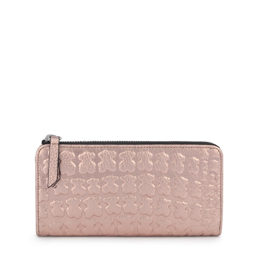 Medium pink-gold leather Sherton wallet TOUS