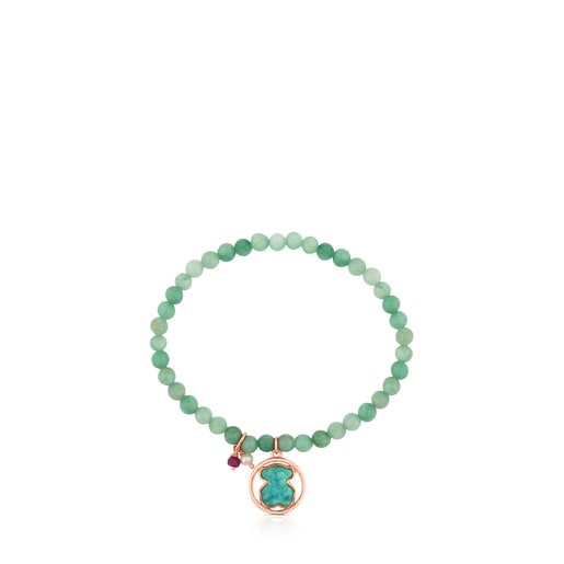 Rose Vermeil Silver Camille Bracelet with Amazonite, Ruby and Pearl