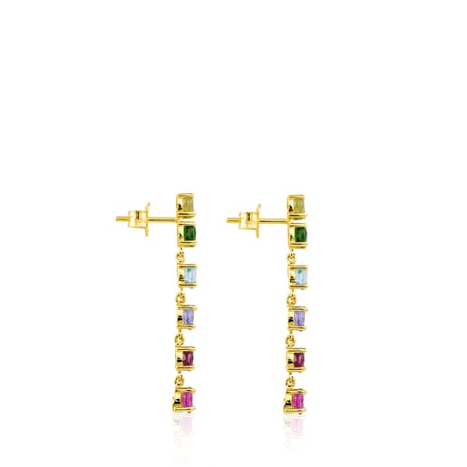 Gold Mix Color Earrings with Gemstones
