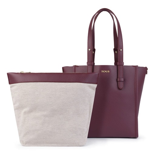 Shopping-Tasche Floriana aus Leder in Burgunderrot-pink