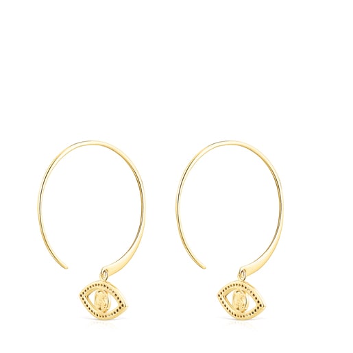 Short Silver Vermeil TOUS Good Vibes eye Earrings with Spinels