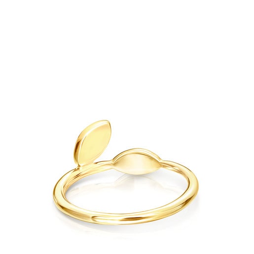 Anillo Real Mix Leaf con baño de oro 18 kt sobre plata con Gemas