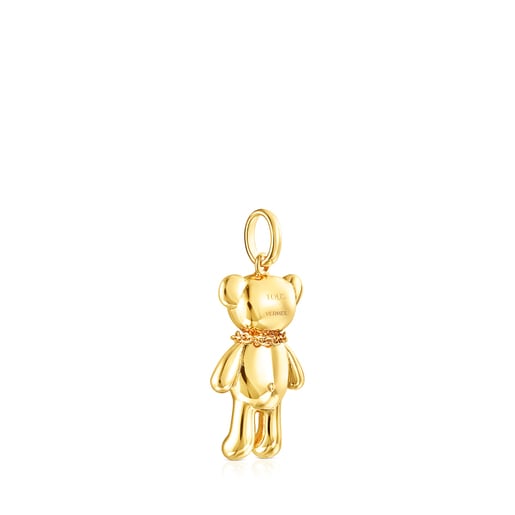 Pendentif Teddy Bear collier en Argent Vermeil et Onyx