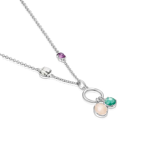 Серебряное колье Cool Color с драгоценными камнями