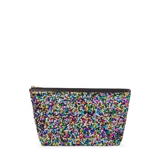 Mittelgroße, mehrfarbige Handtasche Kaos Shock Sequins