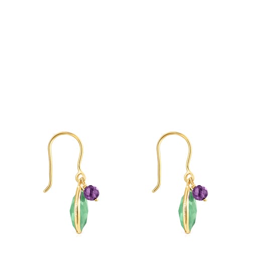 Silver Vermeil TOUS Good Vibes Earrings with Aventurine and Amethyst