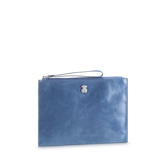 Blue colored Leather Dubai Clutch bag