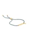 Silver Vermeil TOUS Good Vibes star Bracelet with green Cord