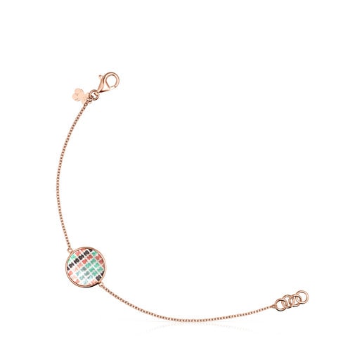 Tartan Bracelet in Rose Silver Vermeil with Mother-of-Pearl