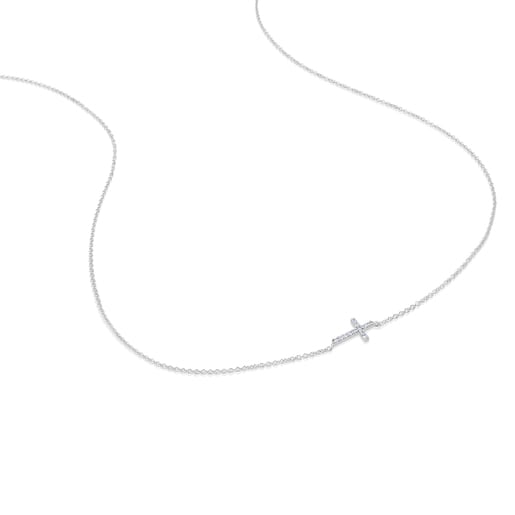 Colar TOUS Cruz em Ouro branco com Diamantes