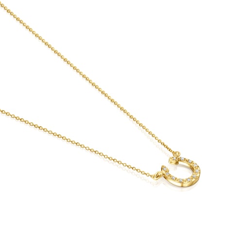 Gold TOUS Good Vibes horseshoe Necklace with Diamonds