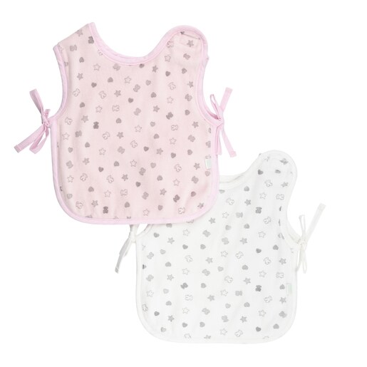 Baby Bear bib set in White and Pink