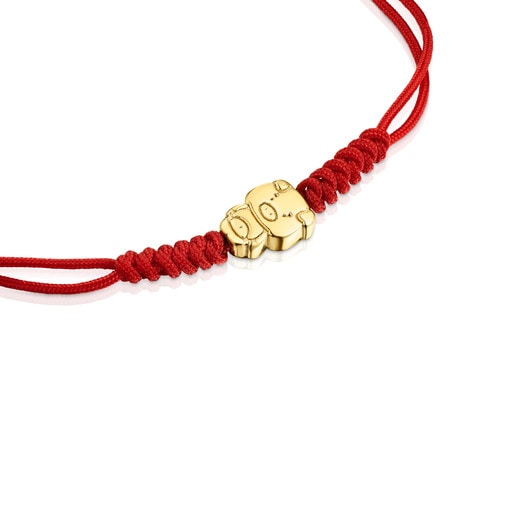 Chinese New Year Bracelet in Gold and Red Cord