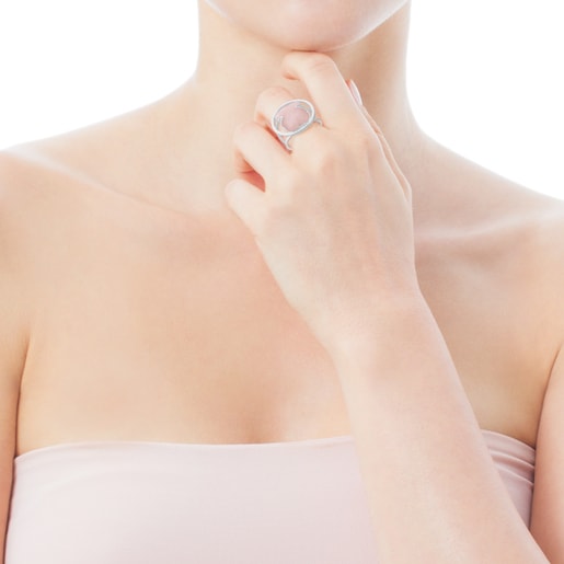 Silver Camille Ring with Rose Quartz