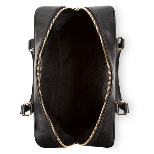 Τσάντα τύπου μπόουλινγκ Balthazar από δέρμα σε μαύρο χρώμα