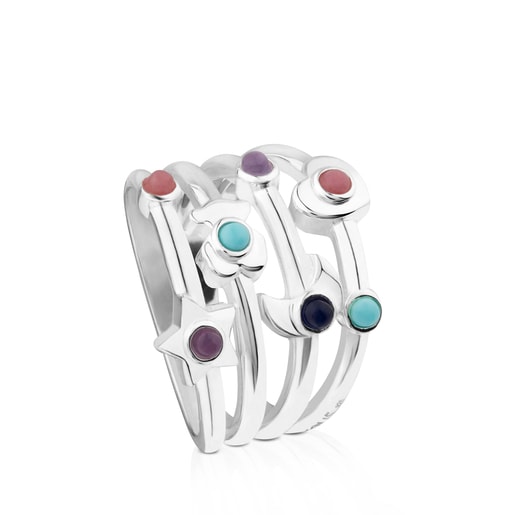 Silver Super Power Ring with Gemstones