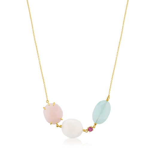 Gold Ethereal Necklace with Gemstones