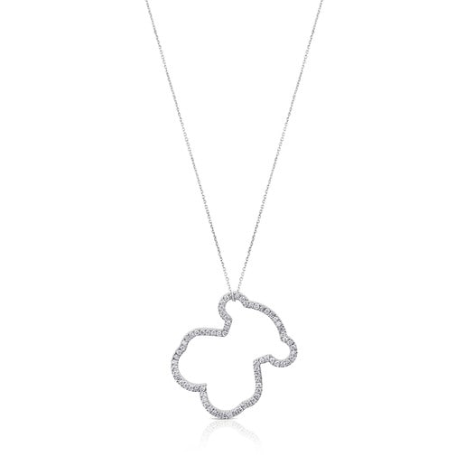White Gold TOUS Icon Gems Necklace with Diamonds 2,9cm. Bear motif