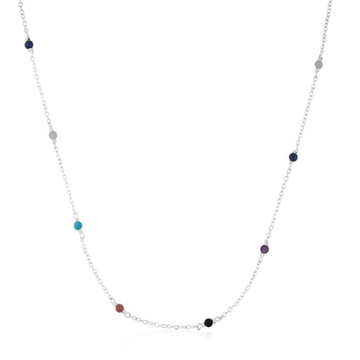Silver Super Power Necklace with Gemstones